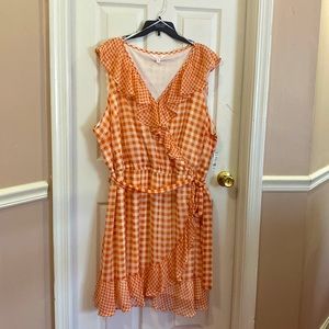 LC Lauren Conrad Ruffle Mini Faux wrap fully lined dress; size: 4X